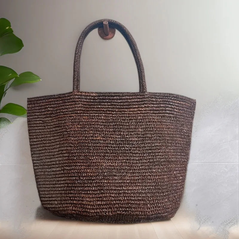 SOERA Sophia Handwoven Rattan Tote - Bag - Coffee