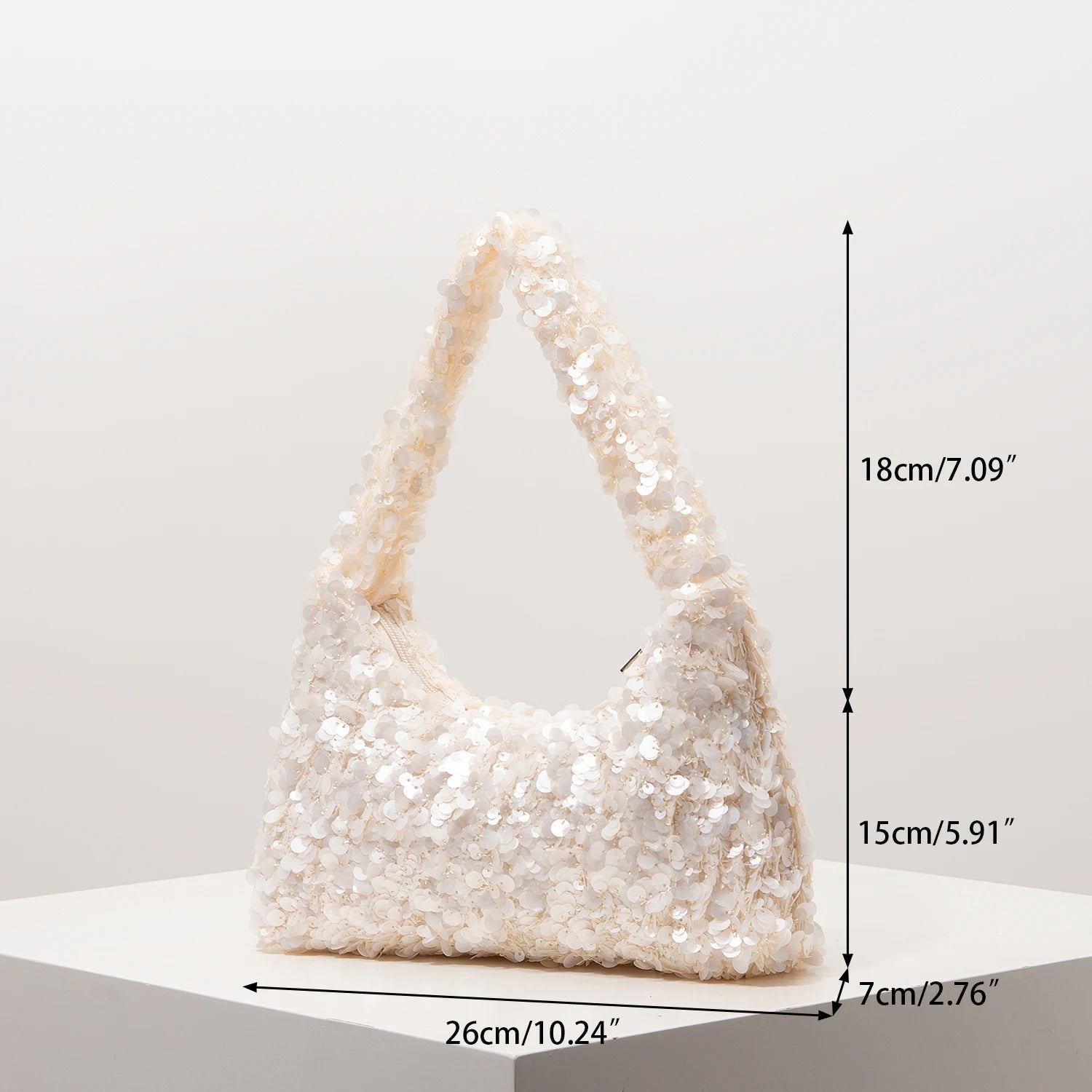 SOERA Sophia Sequin Evening Shoulder Bag - Bag - Beige