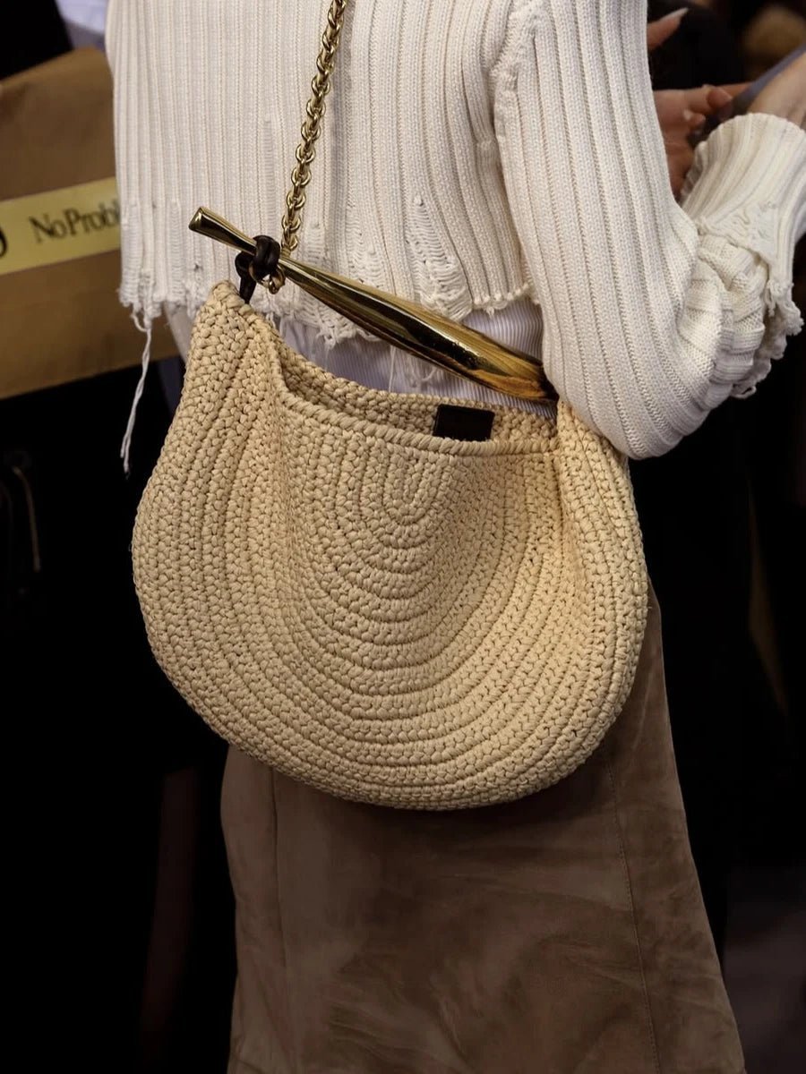 SOERA Sophia Sequined Straw Shoulder Bag - Bag - Beige