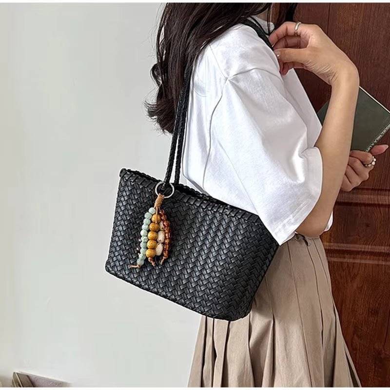 SOERA Sophie Straw Woven Tote Bag - Bag - Black