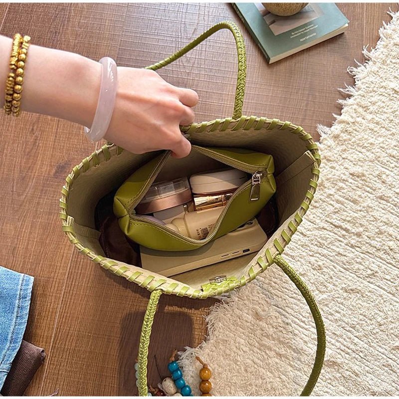 SOERA Sophie Straw Woven Tote Bag - Bag - Green