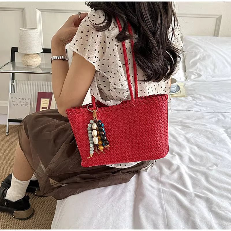 SOERA Sophie Straw Woven Tote Bag - Bag - Red