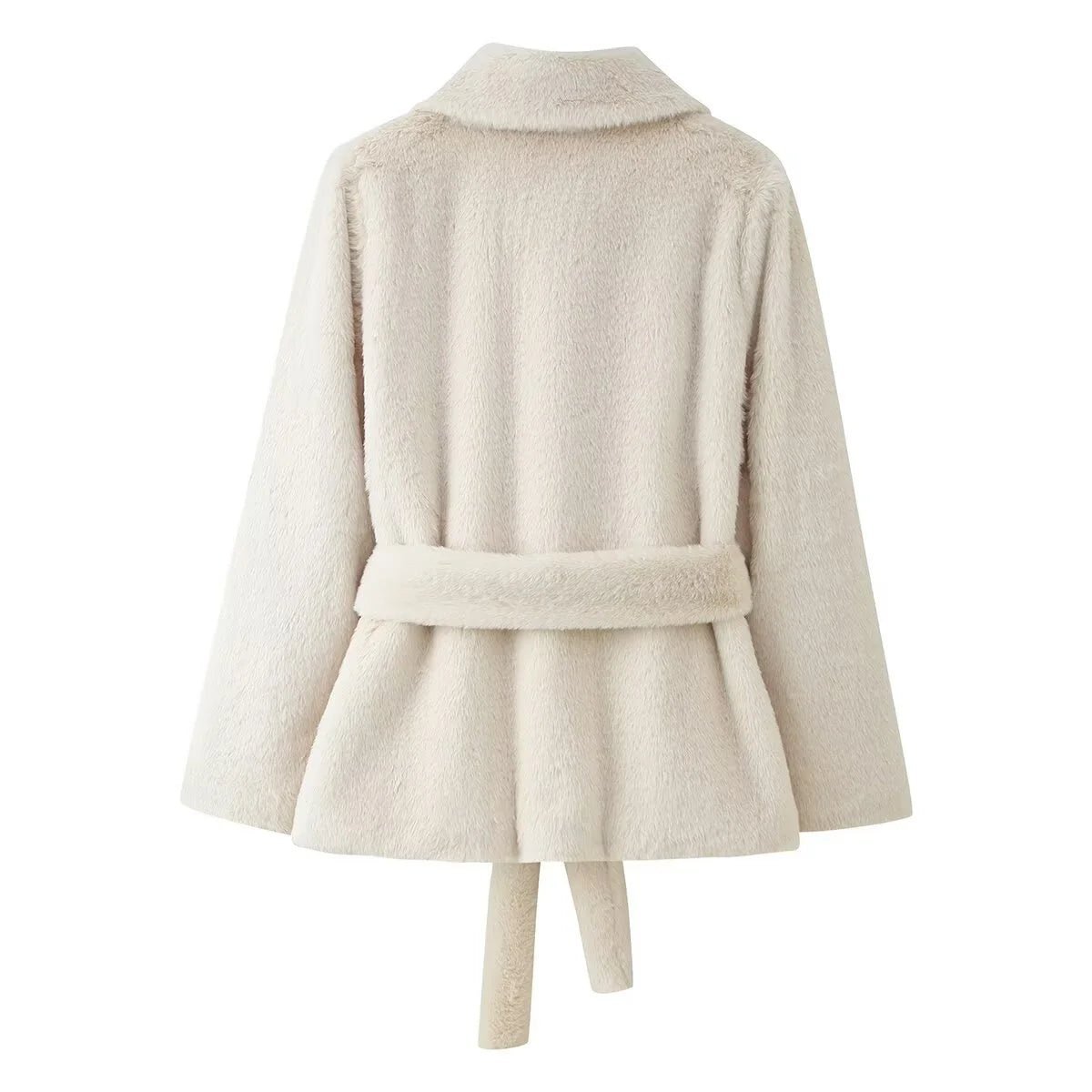 SOERA Farrah Faux Fur Coat with Belt - Coats & Jackets - 3256810101987871-;Ch1763625119772959543 Creme L