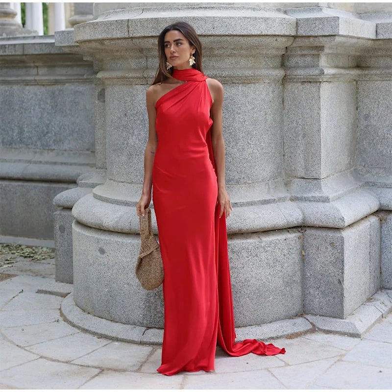 SOERA Yanna Halter Backless Satin Dress - Dress - Red S