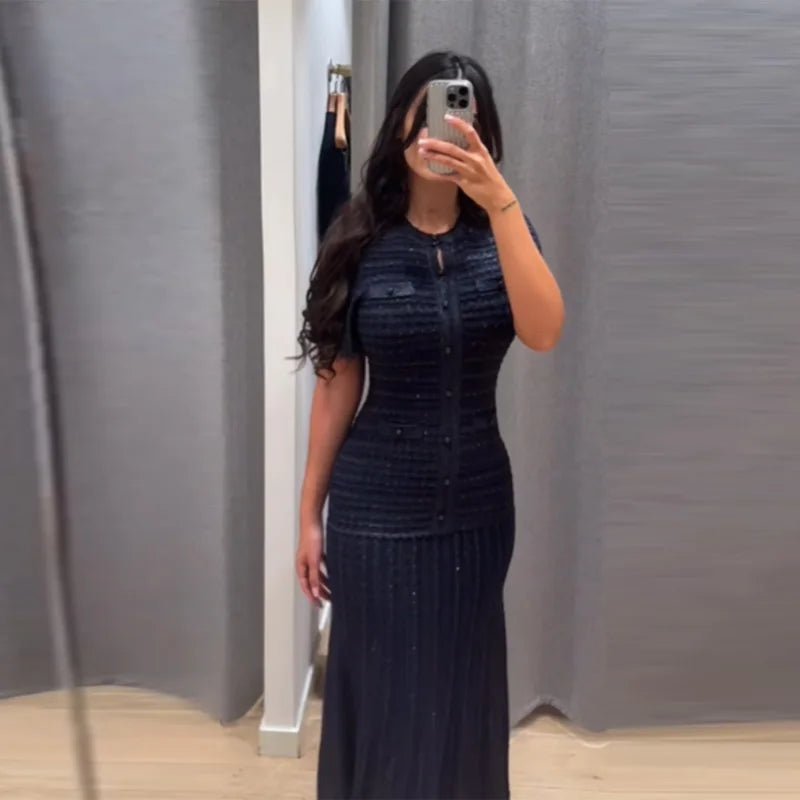 SOERA Beatrice Sequin Knit Maxi Dress - Dresses - Yellow XS
