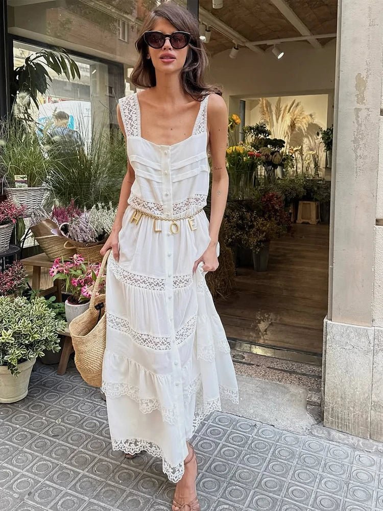 SOERA Bianca Tiered Lace Patchwork Maxi Dress - Dresses - XS