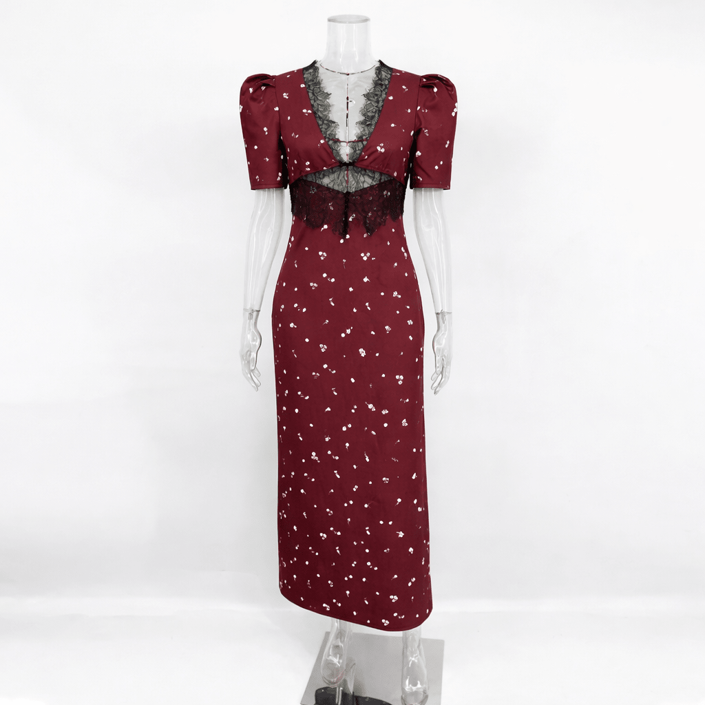 SOERA Diana Puff Sleeve Lace Dress - Dresses - Red M