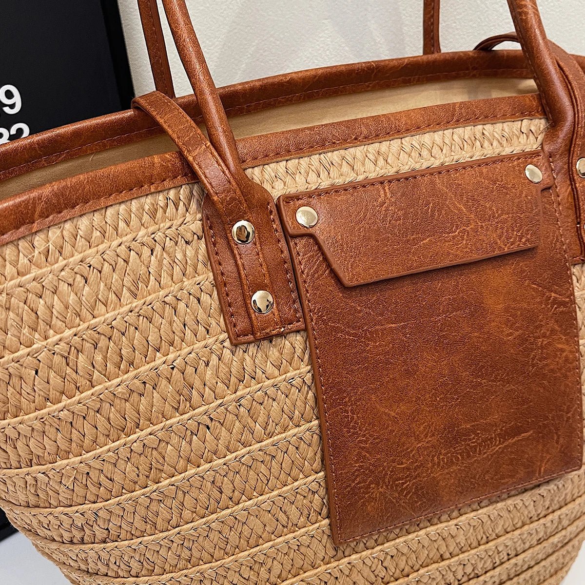 SOERA Beatrice Forest Woven Single-Shoulder Tote - Handbags - Brown