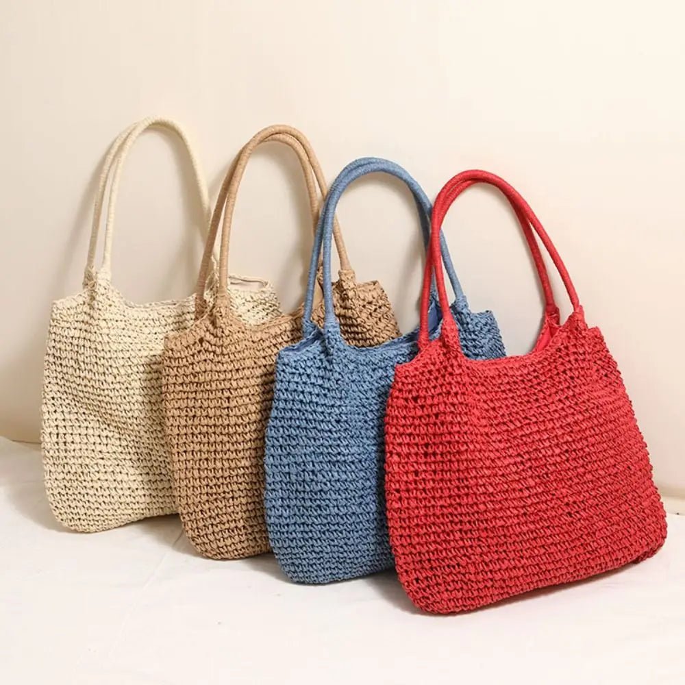 SOERA Brielle Woven Straw beach Tote Bag - Handbags - Blue