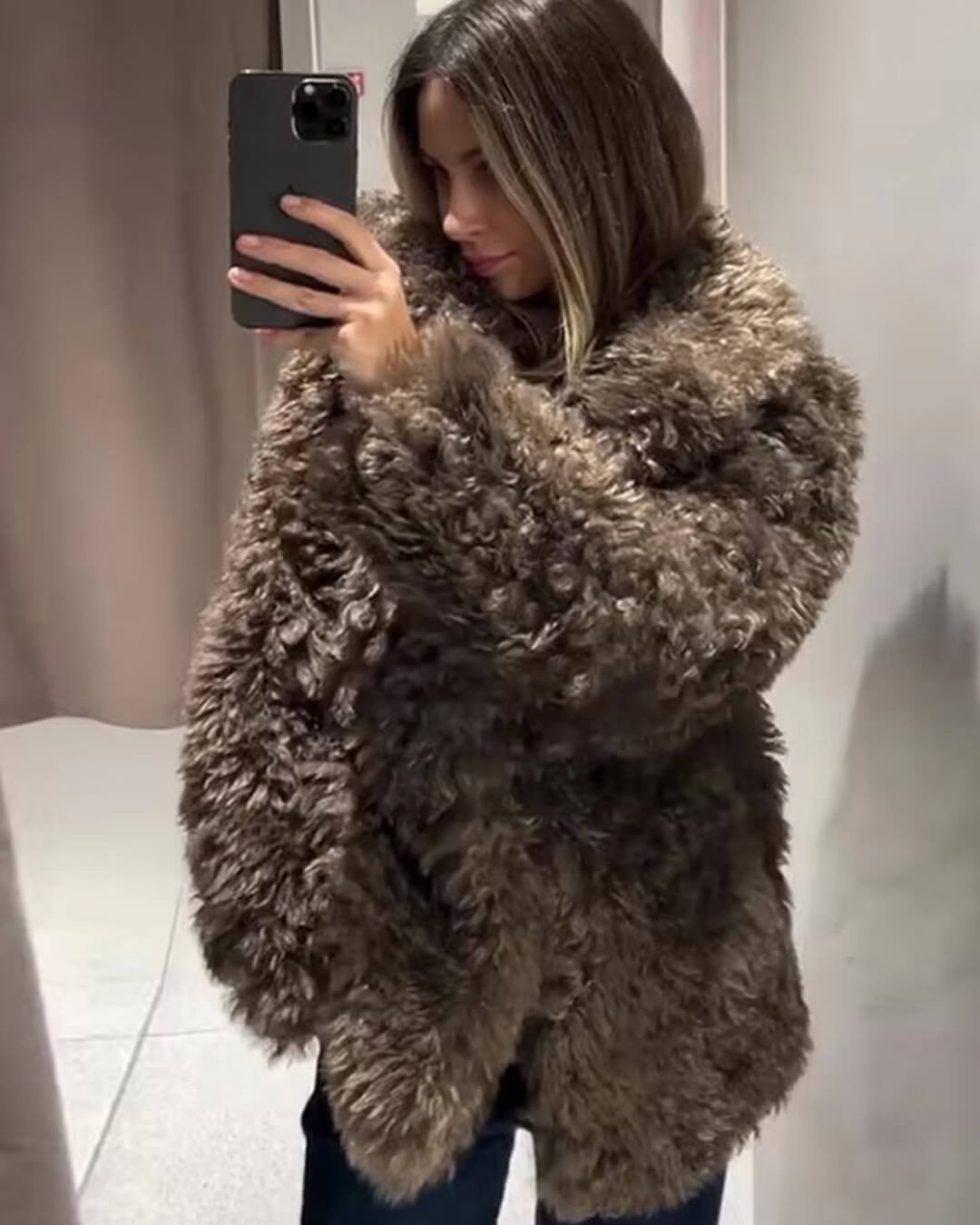 SOERA Betty Faux Fur Jacket - Jackets - 3256807807969767-;kU1762946091125929616 Brown S