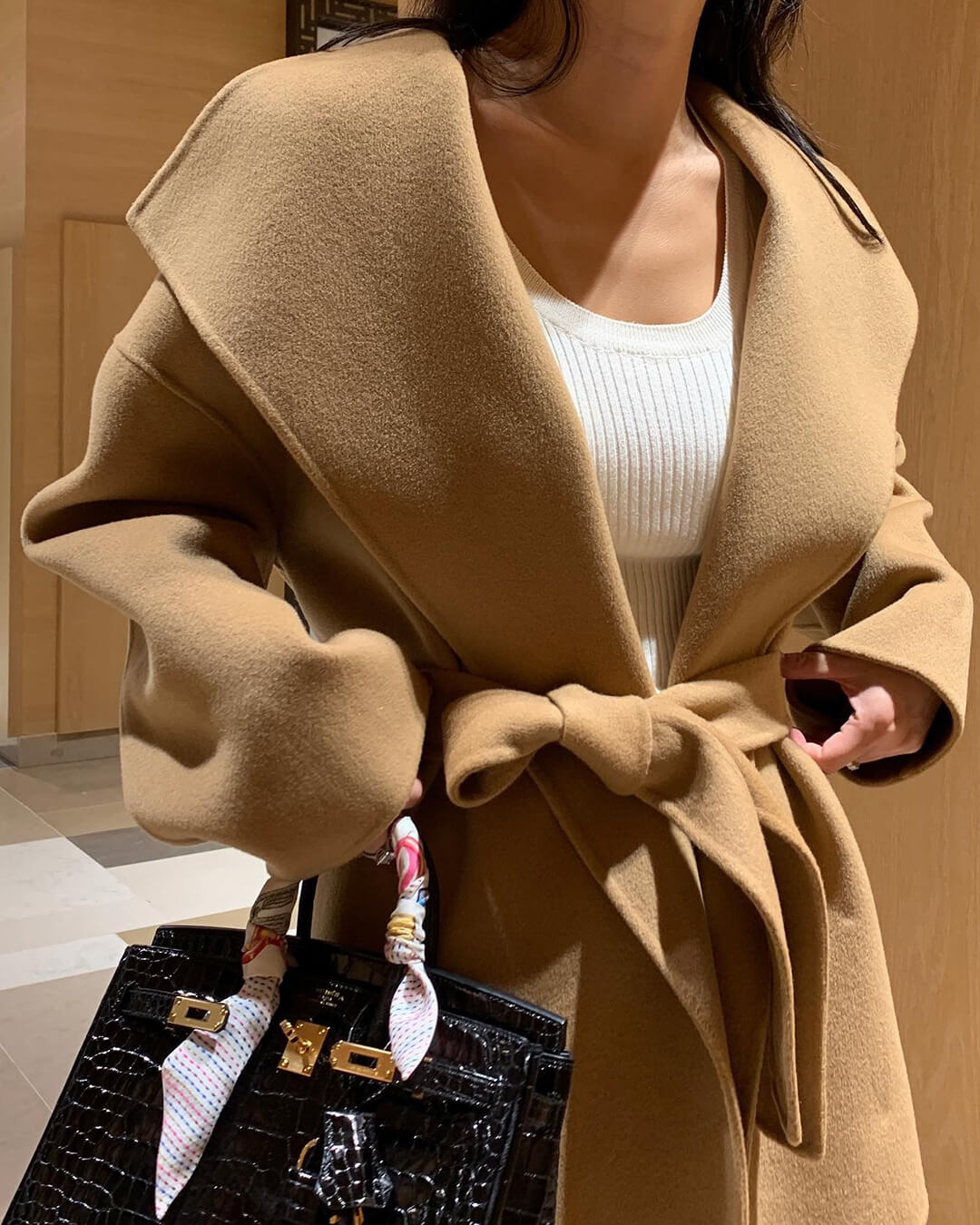 SOERA Lorelie Belted Wrap Coat - Jackets - Black