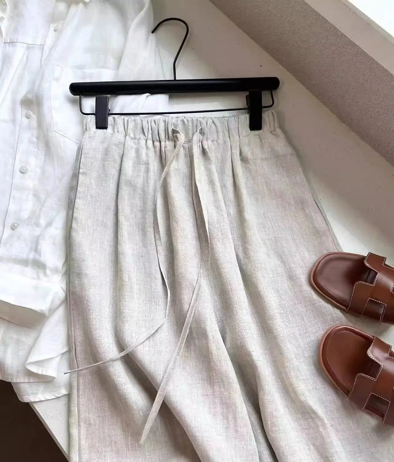 SOERA Kendall Wide Leg Linen Pants - Pants - 1005008535976378-;kk1774621567409270034 Beige S