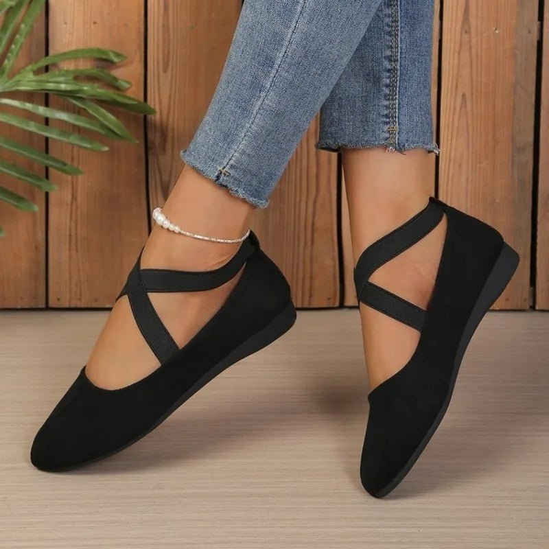 SOERA Anais Pointed Toe Cross - Strap Ballet Flats - Shoes - 37