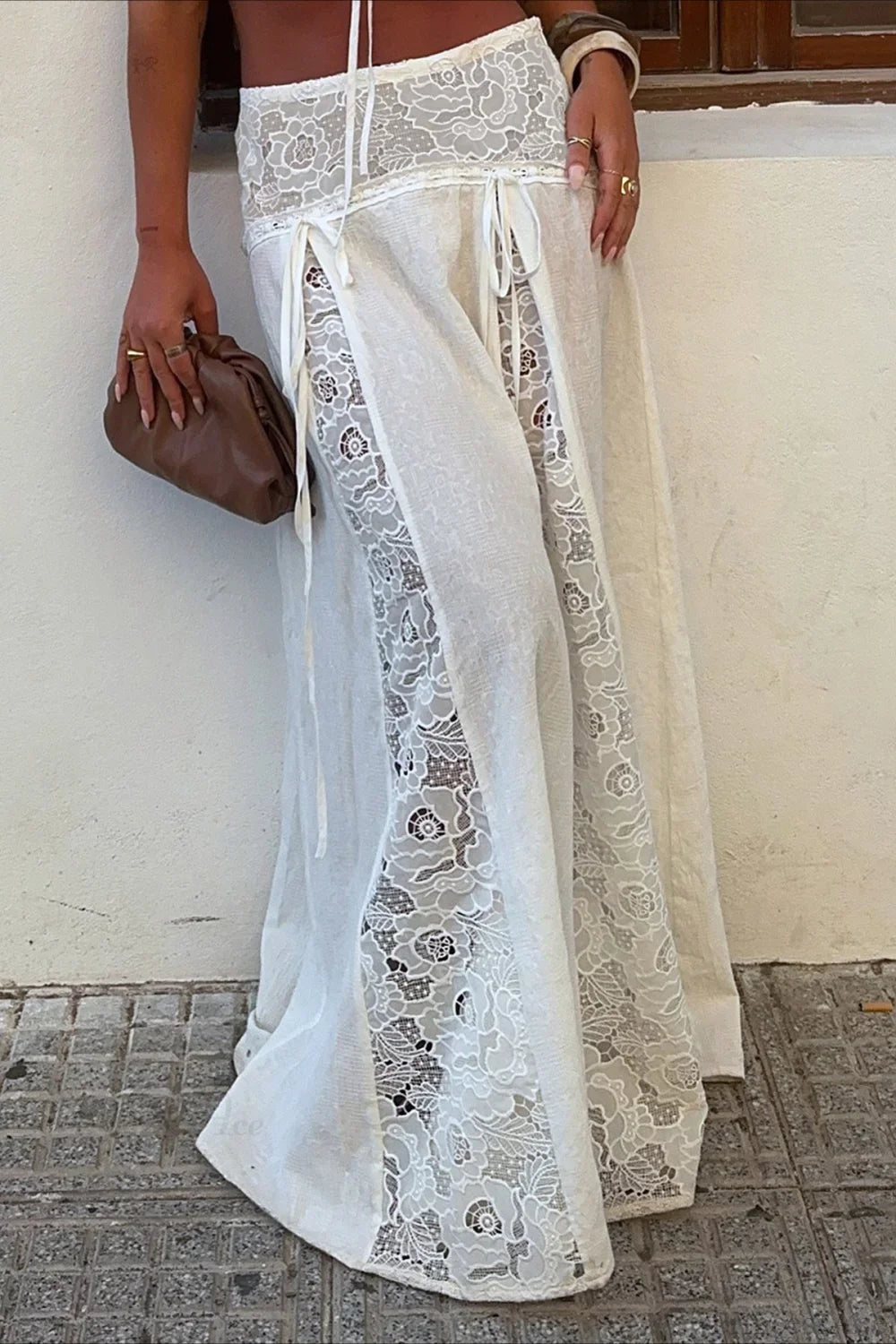 SOERA Celeste Boho Lace Patchwork Maxi Skirt - Skirts - White S