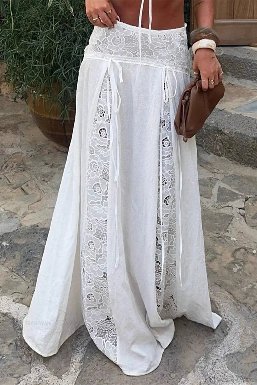 SOERA Celeste Boho Lace Patchwork Maxi Skirt - Skirts - White S