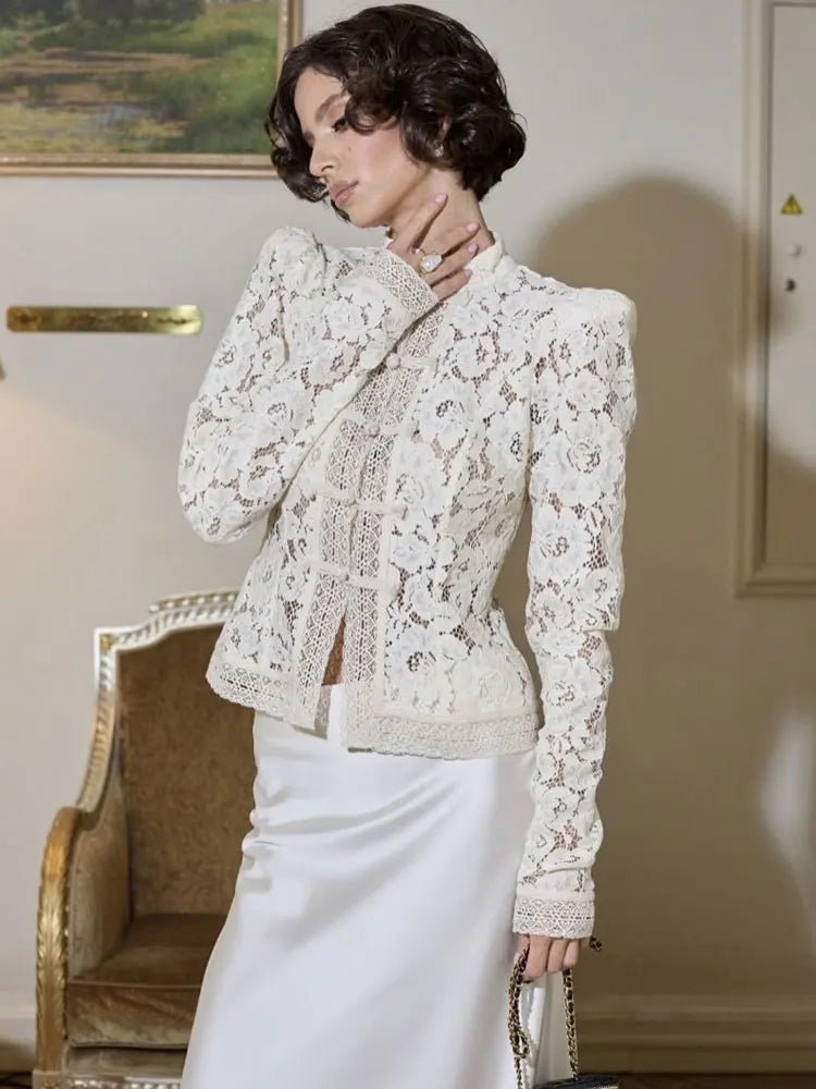 SOERA Jeanna Long Sleeve Lace Top - Tops - 1005009750893359-;MB1775623627114802217 Beige L