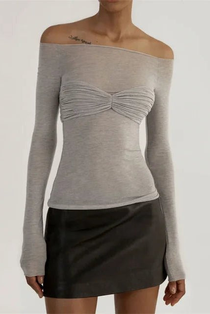 SOERA Sara Mesh Sheer Off - Shoulder Top - Tops - 1287724_T8WI9Q2 grey S