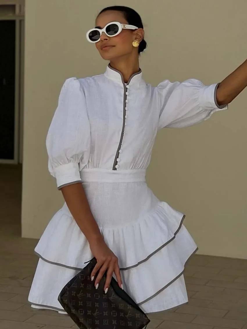 Aiwila Patchwork Turtleneck Mini Dress