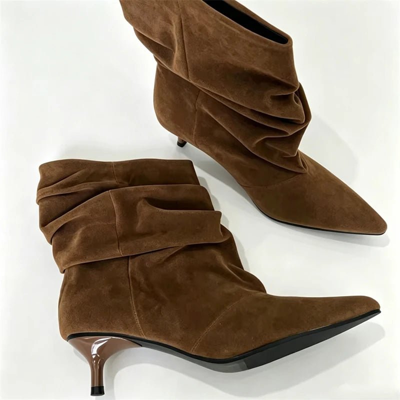 SOERA Amanda Faux Suede Ruched Ankle Boot - Shoes - SOERA-738243-BRO-39-24611 Brown 39
