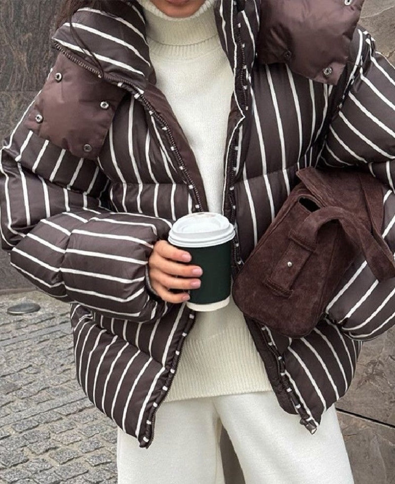 Emma Hooded Stiped Puffer Jacket