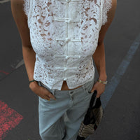 Bianca Mandarin Sleeveless Lace Top