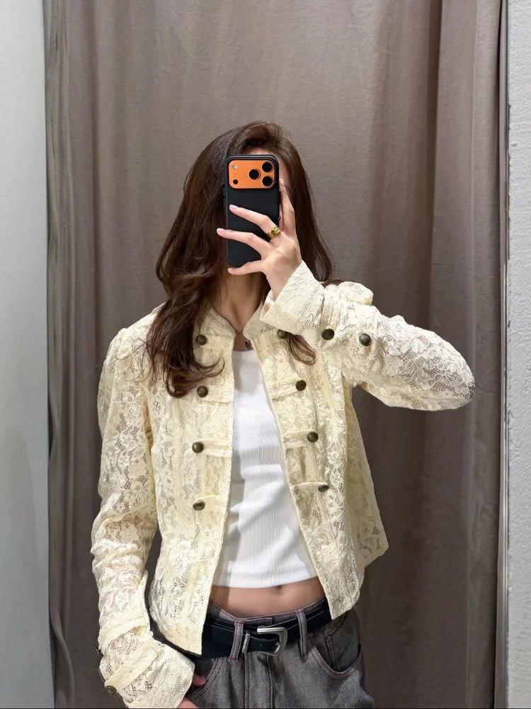 SOERA Sara Sheer Lace Patchwork Jacket - Jacket - SOERA-662851-PHO-S-43299 Beige S