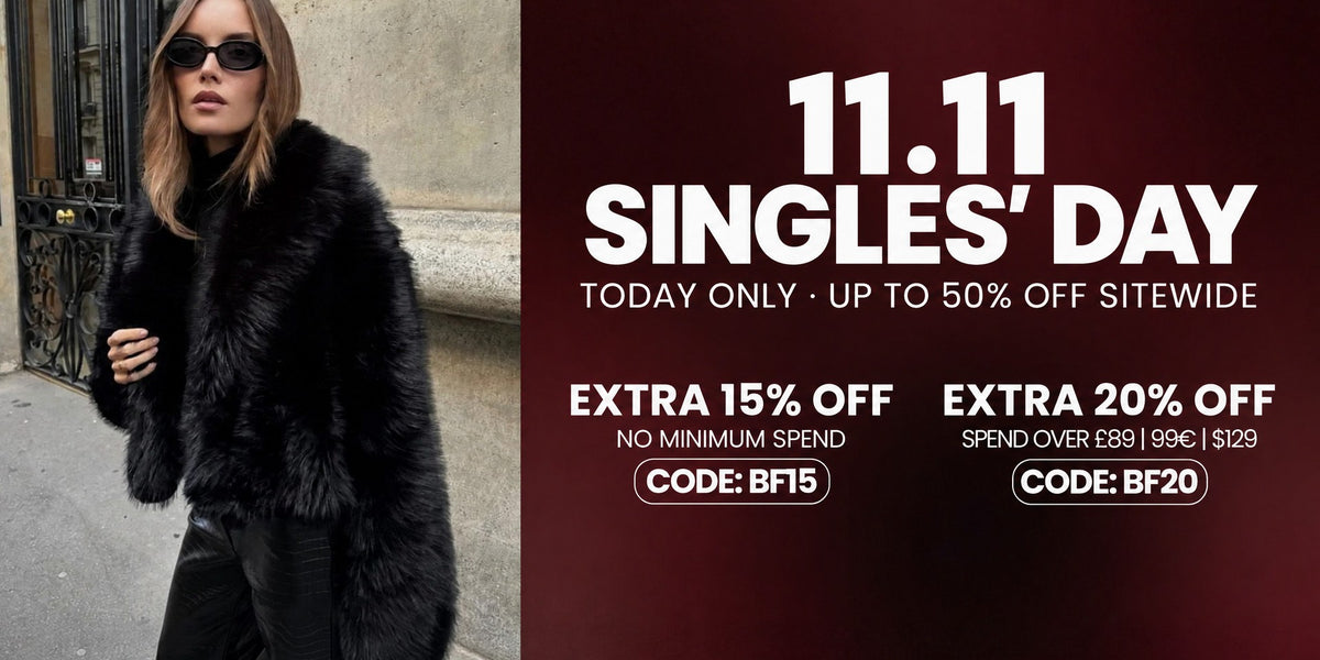 11.11 Singles' Day, vain tänään: jopa 50 % alennus koko valikoimasta, lisäksi 15 % alennus koodilla BF15, lisäksi 20 % alennus yli 99 EUR ostoksille koodilla BF20
