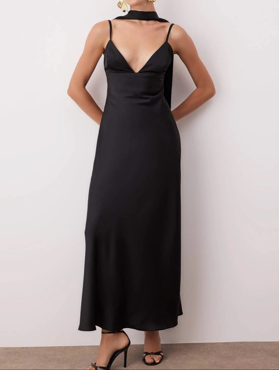 Astraea Satin Maxi Dress with Scarf