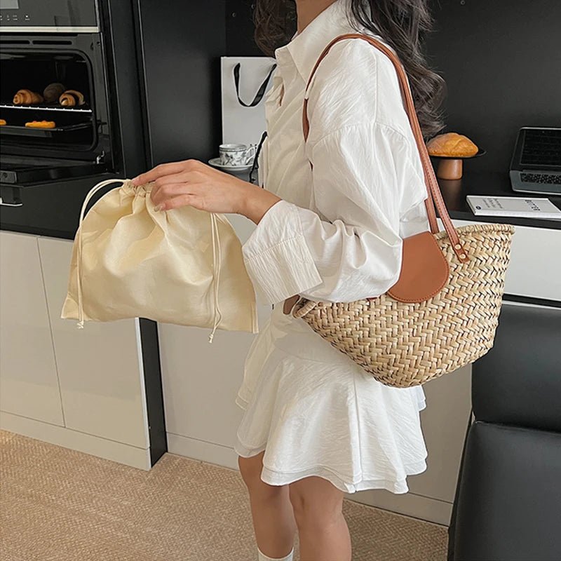 SOERA Aisea Woven Rattan Shoulder Bag - Bag -  Beige
