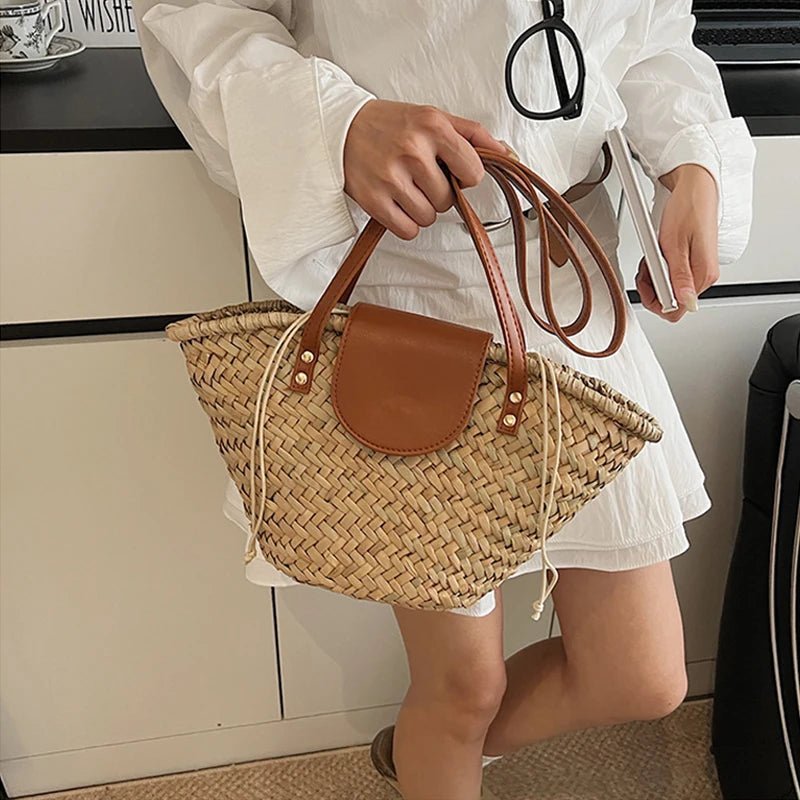 SOERA Aisea Woven Rattan Shoulder Bag - Bag -  Beige