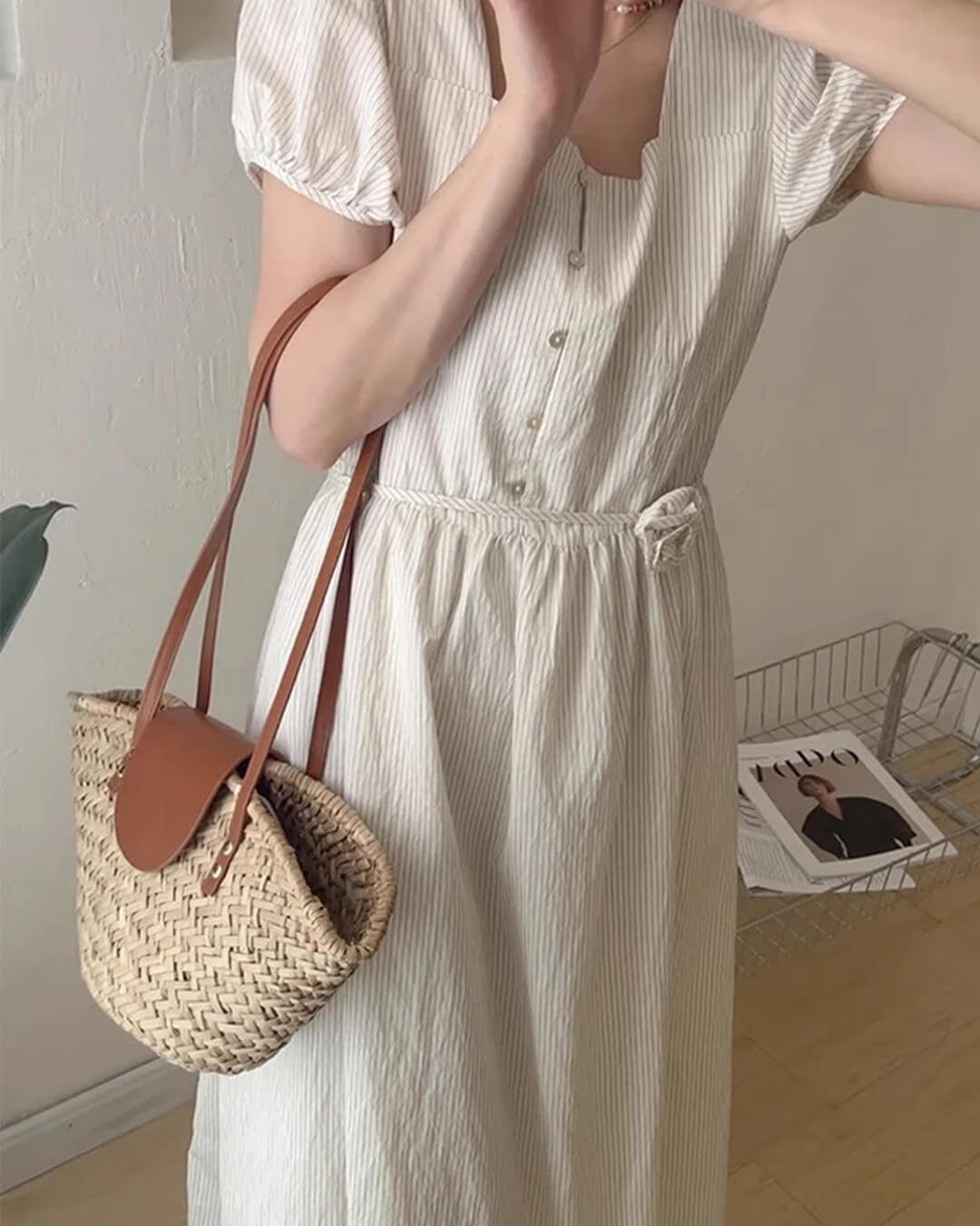 SOERA Aisea Woven Rattan Shoulder Bag - Bag -  Beige