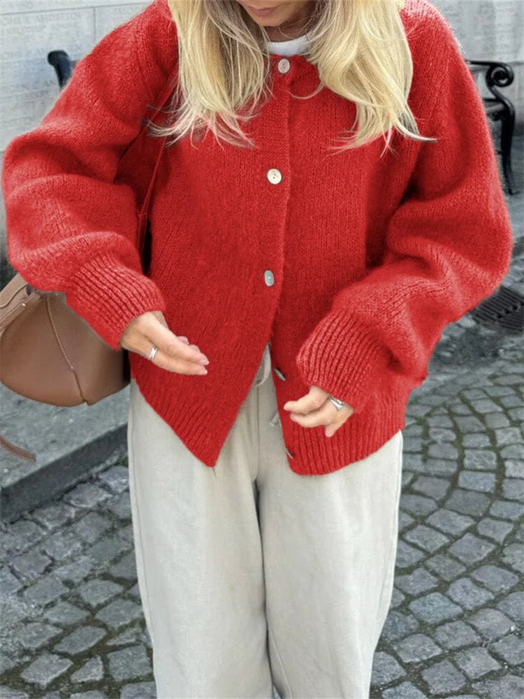 SOERA Freya Fuzzy Knit Cardigan - Cardigans - 3256807908427874-;eF1764003584113994890 Red S