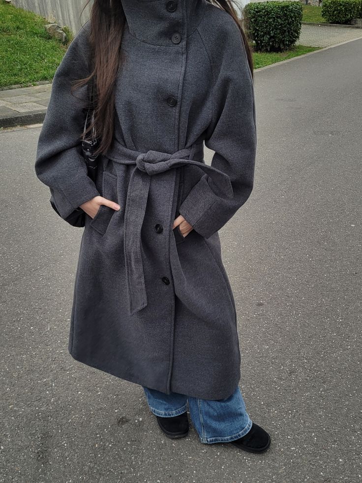SOERA Claudine Long Belted High Collar Coat - Coats & Jackets - wx1762239701861619055 Grey M