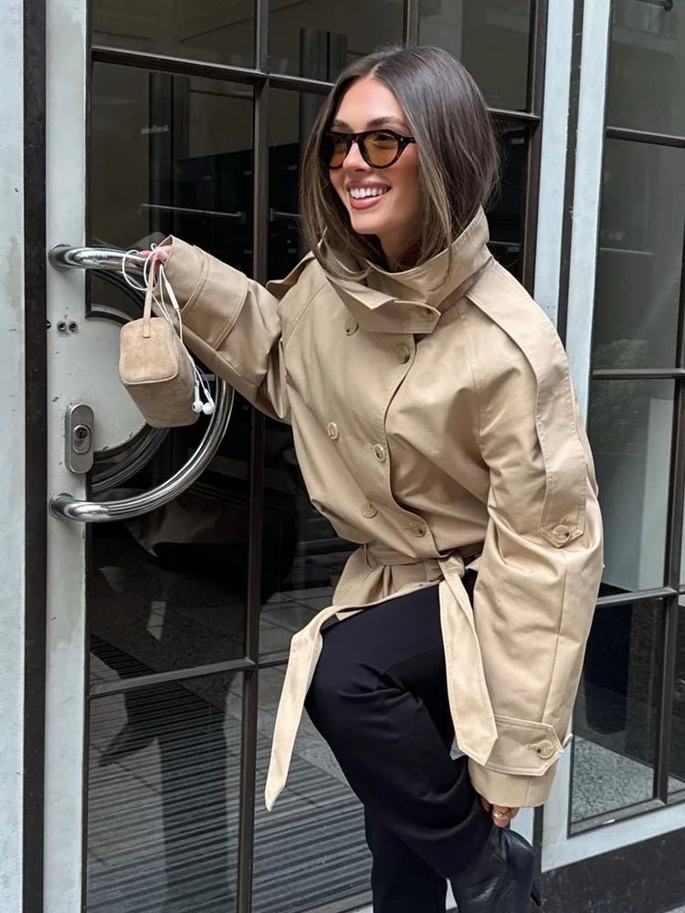 SOERA Portia High Neck Lace Up Coat - Coats & Jackets - 1005011887855759-;ri1775552730007323489 XS