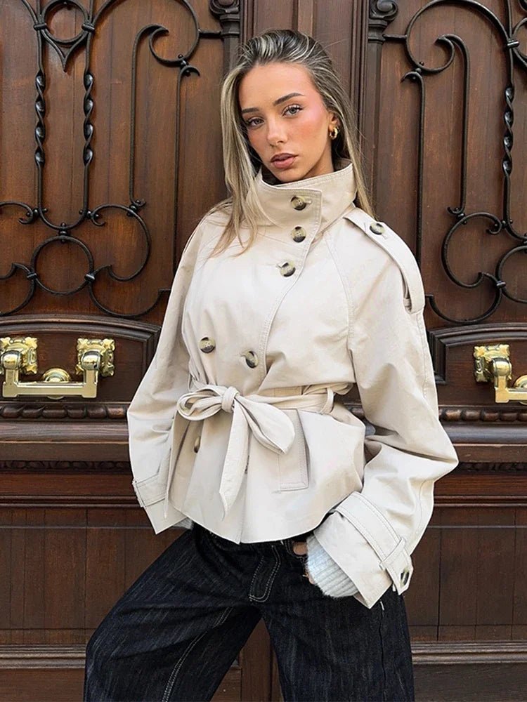 SOERA Thea Belted Short Trench Coat - Coats & Jackets - 1005011764467725-;Fw1773321573272512521 Burgundy XS