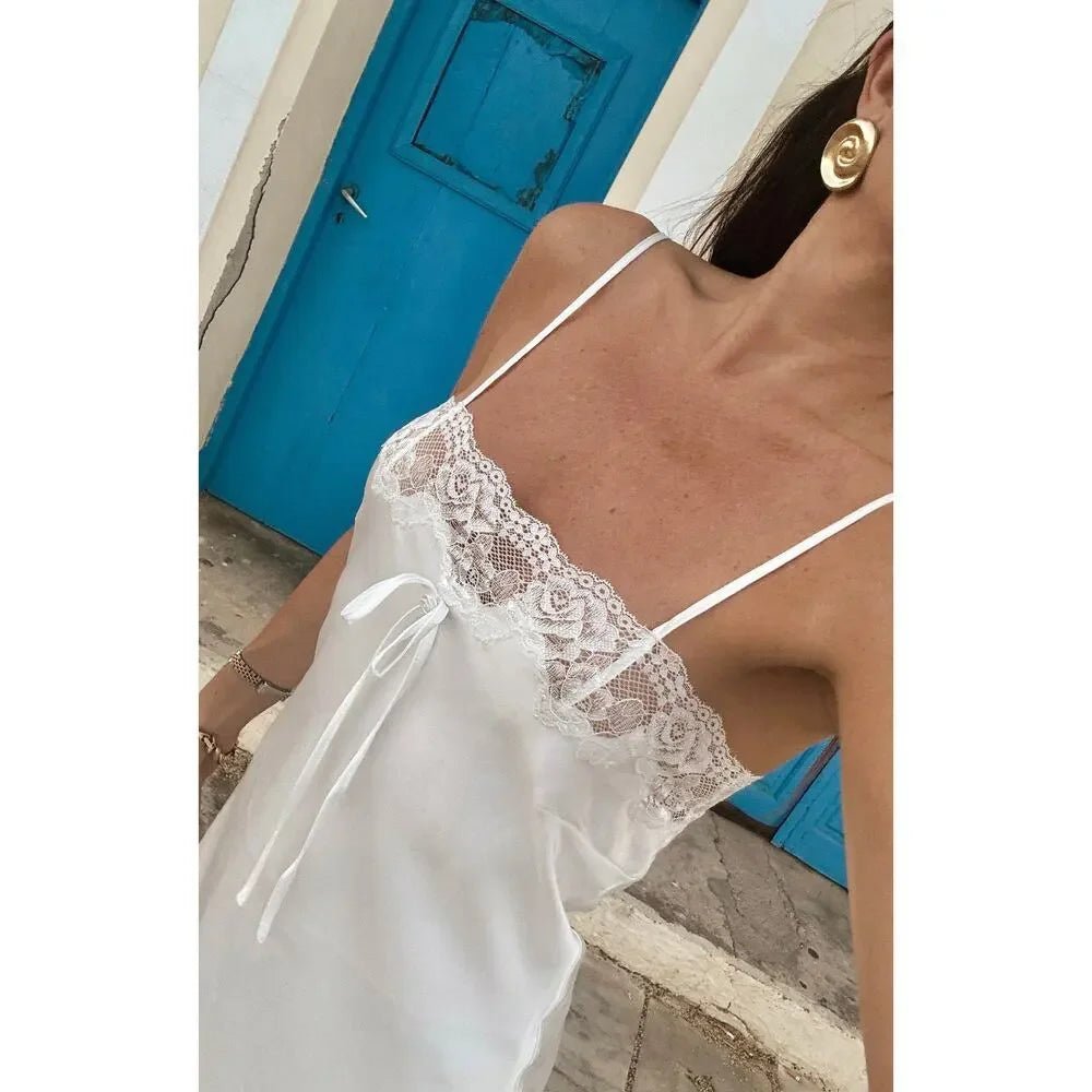 SOERA Aishlen Satin Lace-Trim Maxi Dress - Dress - SOERA-688451-DEF-OS-84420 White S