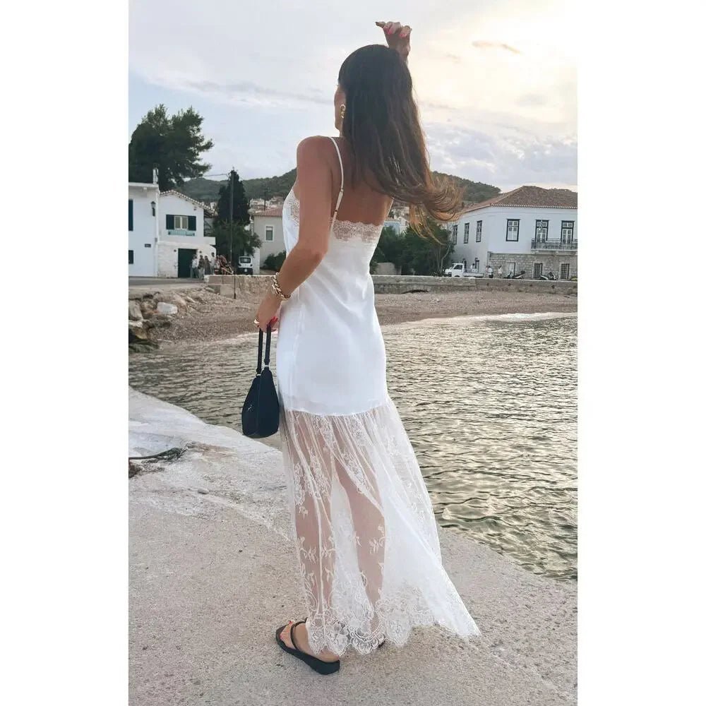 SOERA Aishlen Satin Lace-Trim Maxi Dress - Dress - SOERA-688451-DEF-OS-84420 White S