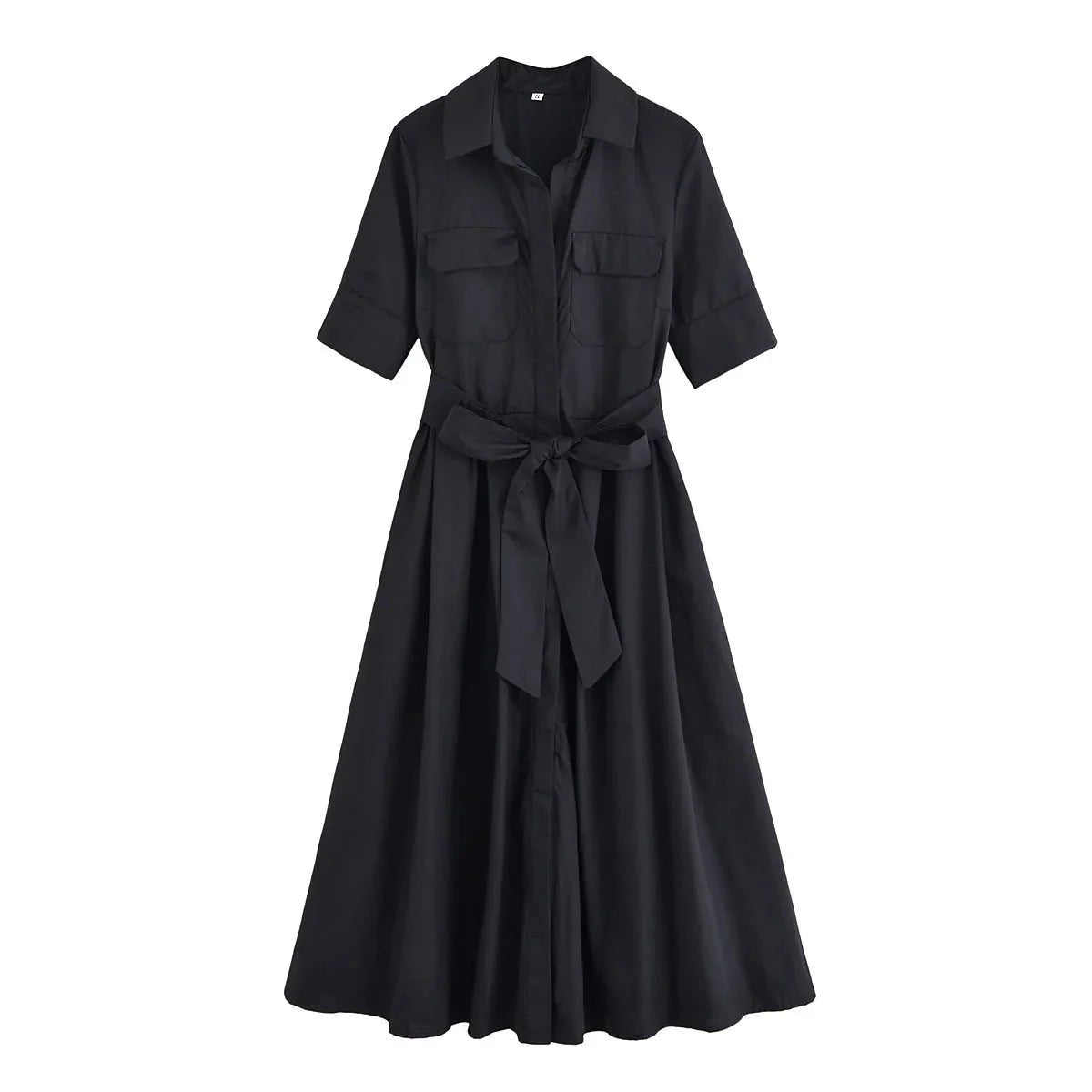 SOERA Beatrice Belted Shirt Midi Dress - Dress -  Black XS