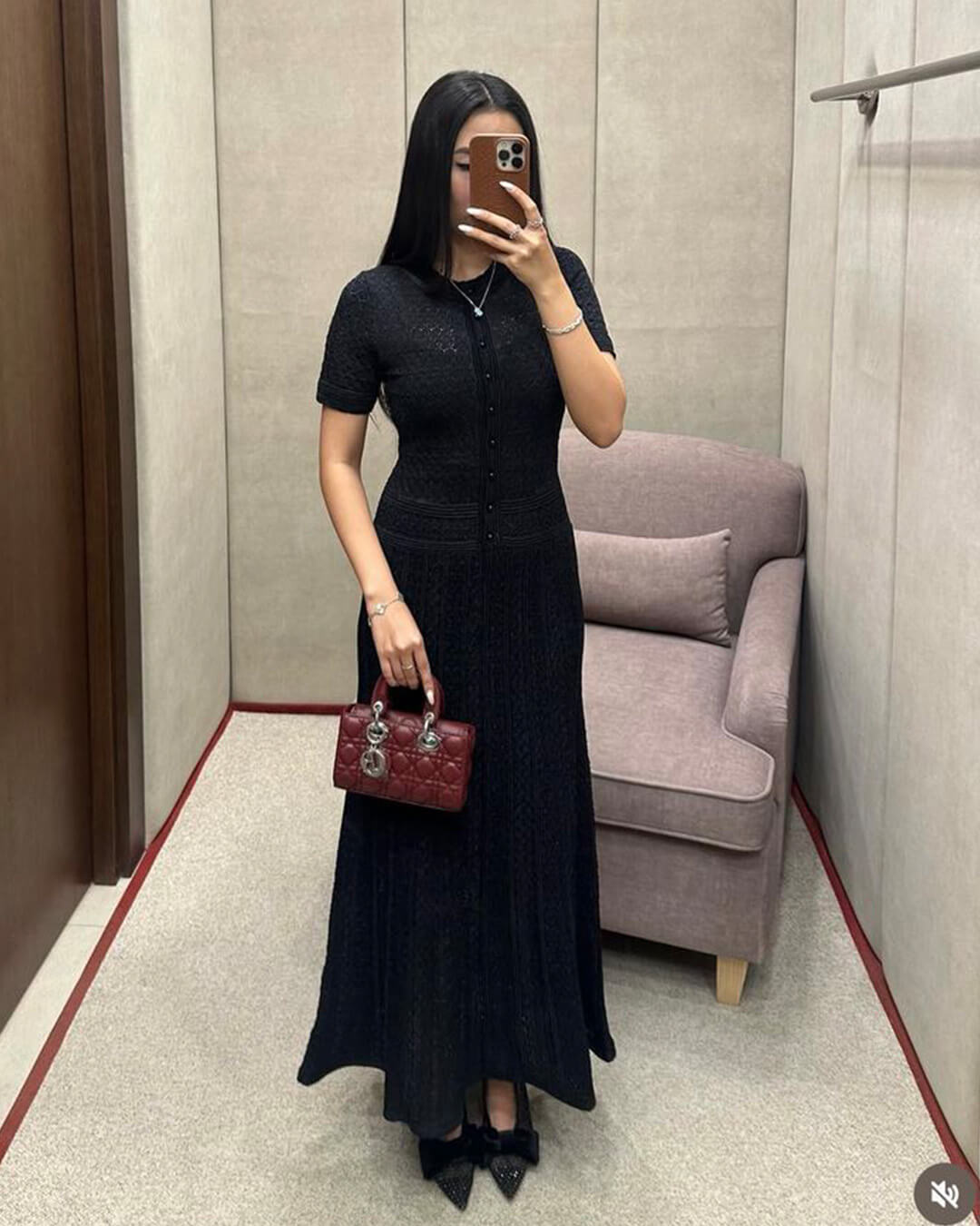SOERA Celeste Half Button Knitted Midi Dress - Dress -  Black XS
