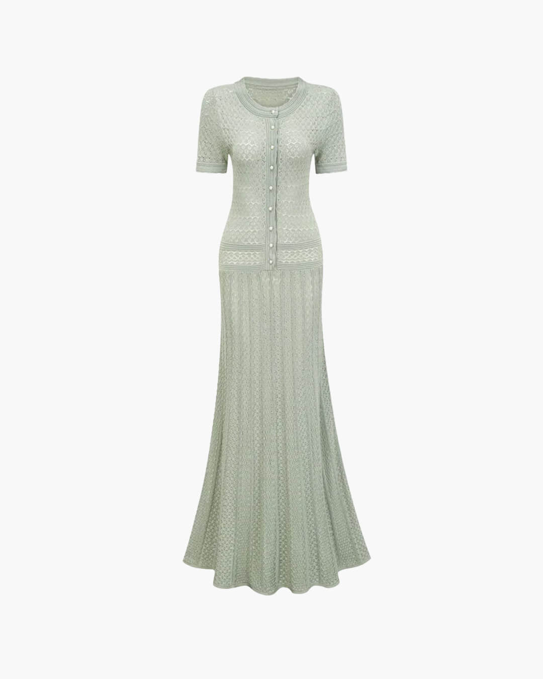 SOERA Celeste Half Button Knitted Midi Dress - Dress -  Mint Green XS