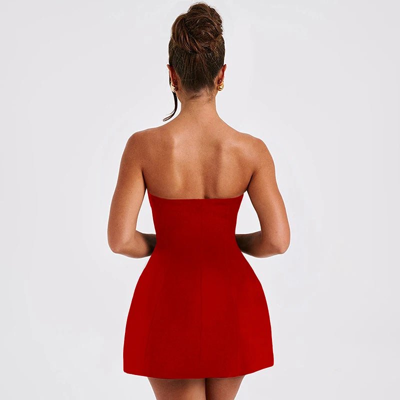 SOERA Colby Cinched Waist Strapless Mini Dress - Dresses - VJ1775807456245900100 Red M