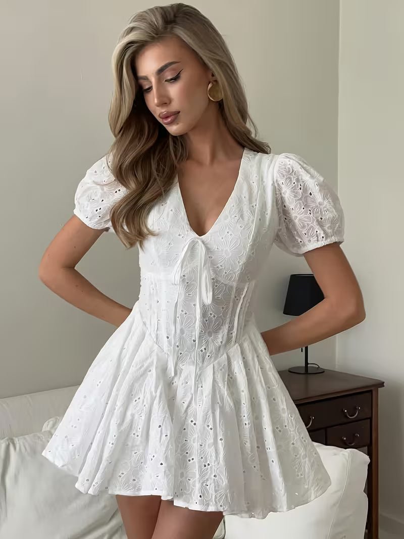 SOERA Jane Puff Sleeve Embroidered Mini Dress - Dresses - CM1774532669744370704 S