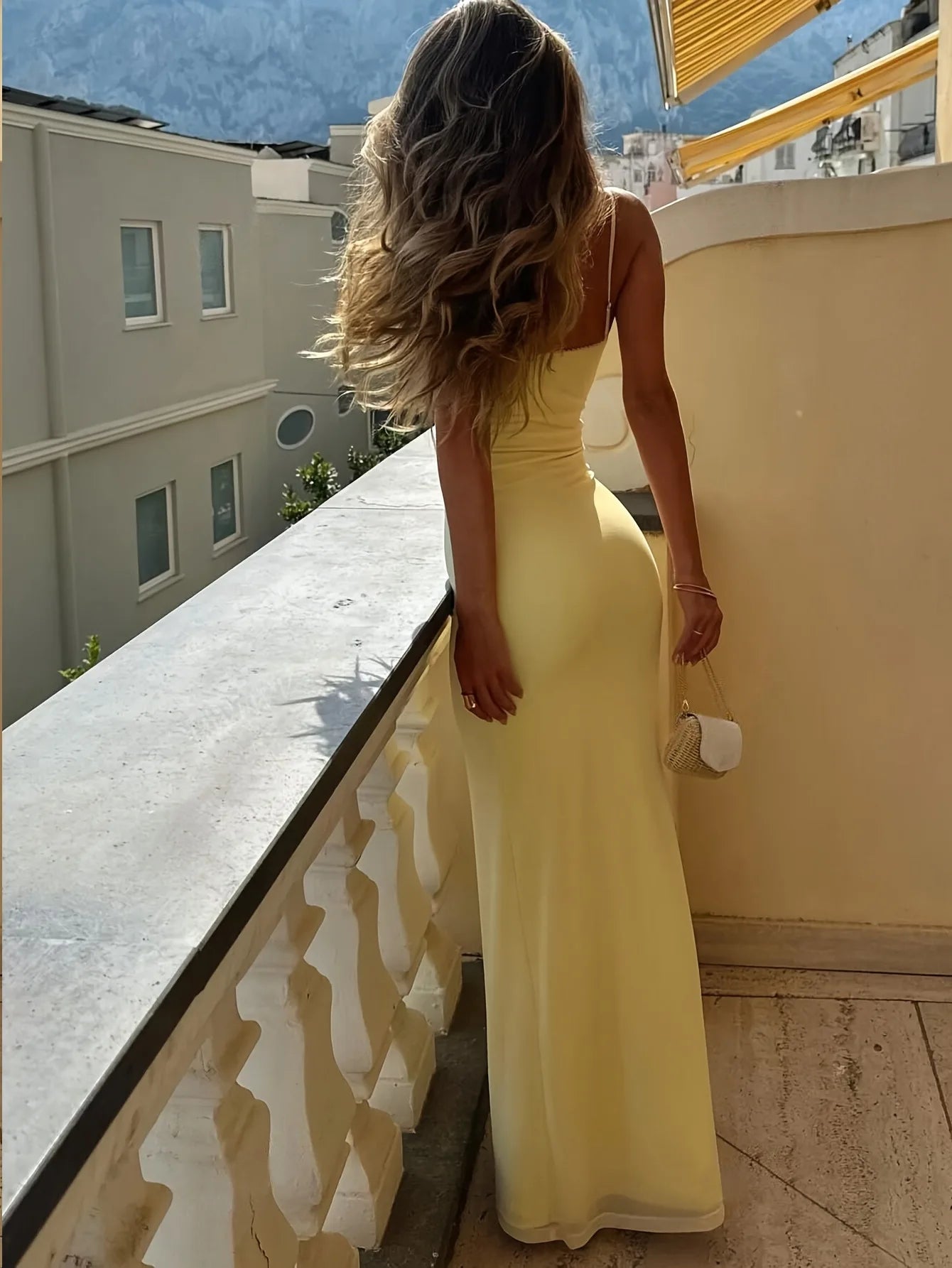 SOERA Janet V Neck Strap Maxi Dress - Dresses - 1005009046766312-;Kf1771345061562496634 Yellow M