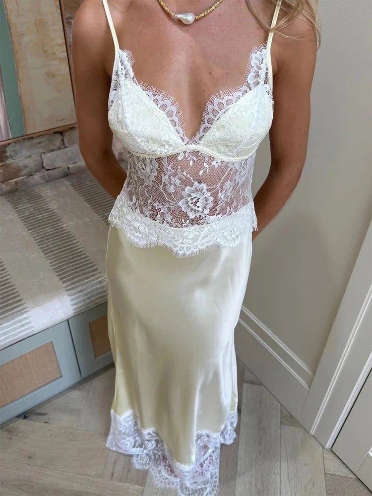SOERA Lora Off-Shoulder Lace Satin Dress - Dresses - 1005011697188415-;QM1775118758999294352 S