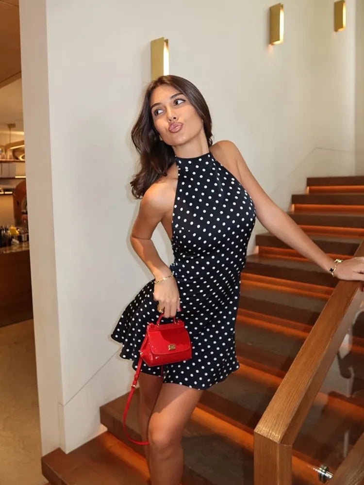 SOERA Renee Halter Dot Mini Dress - Dresses - 1005009294102385-;tG1769670009889058930 Black S