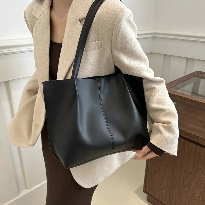 SOERA Calista Faux Leather Tote Bag - Handbags - 1005010041737341-;IB1764877298441951834 Black