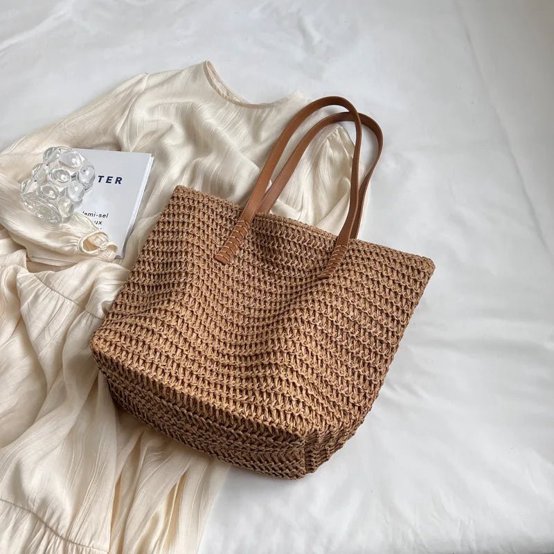 SOERA Celeste Woven Straw Beach Tote - Handbags -  Beige