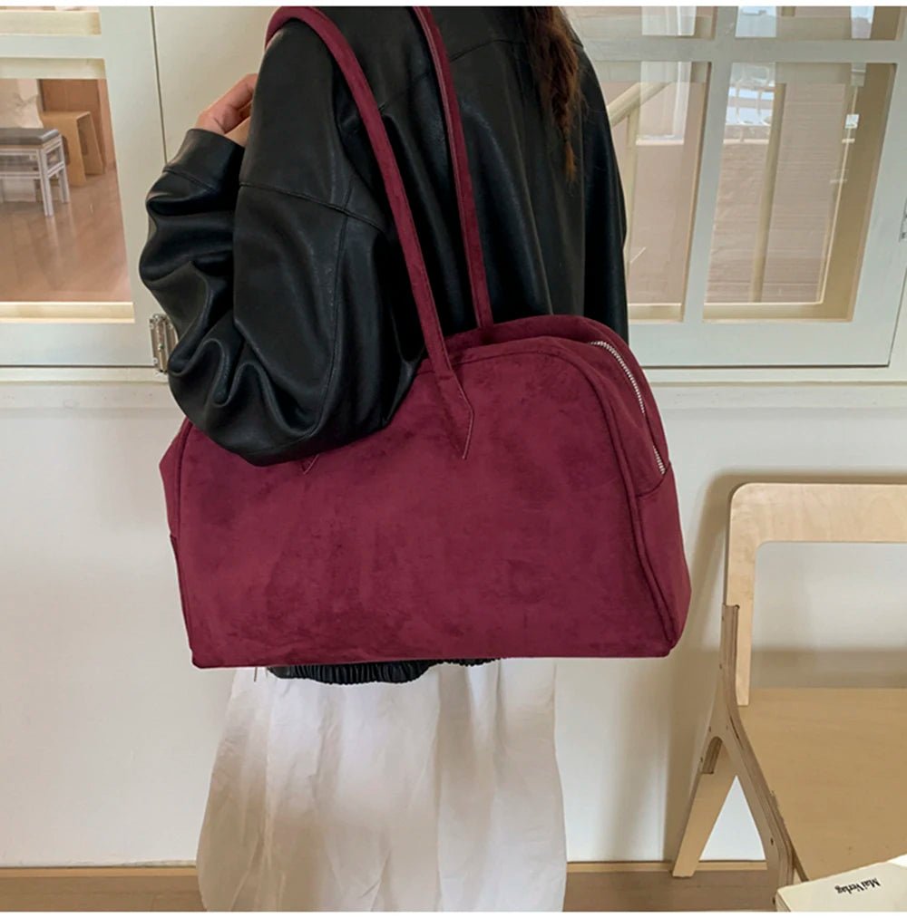SOERA Jenny Suede Shoulder Bag - Handbags - 3256809656718091-;kf1757549905361407877 Burgundy Regular