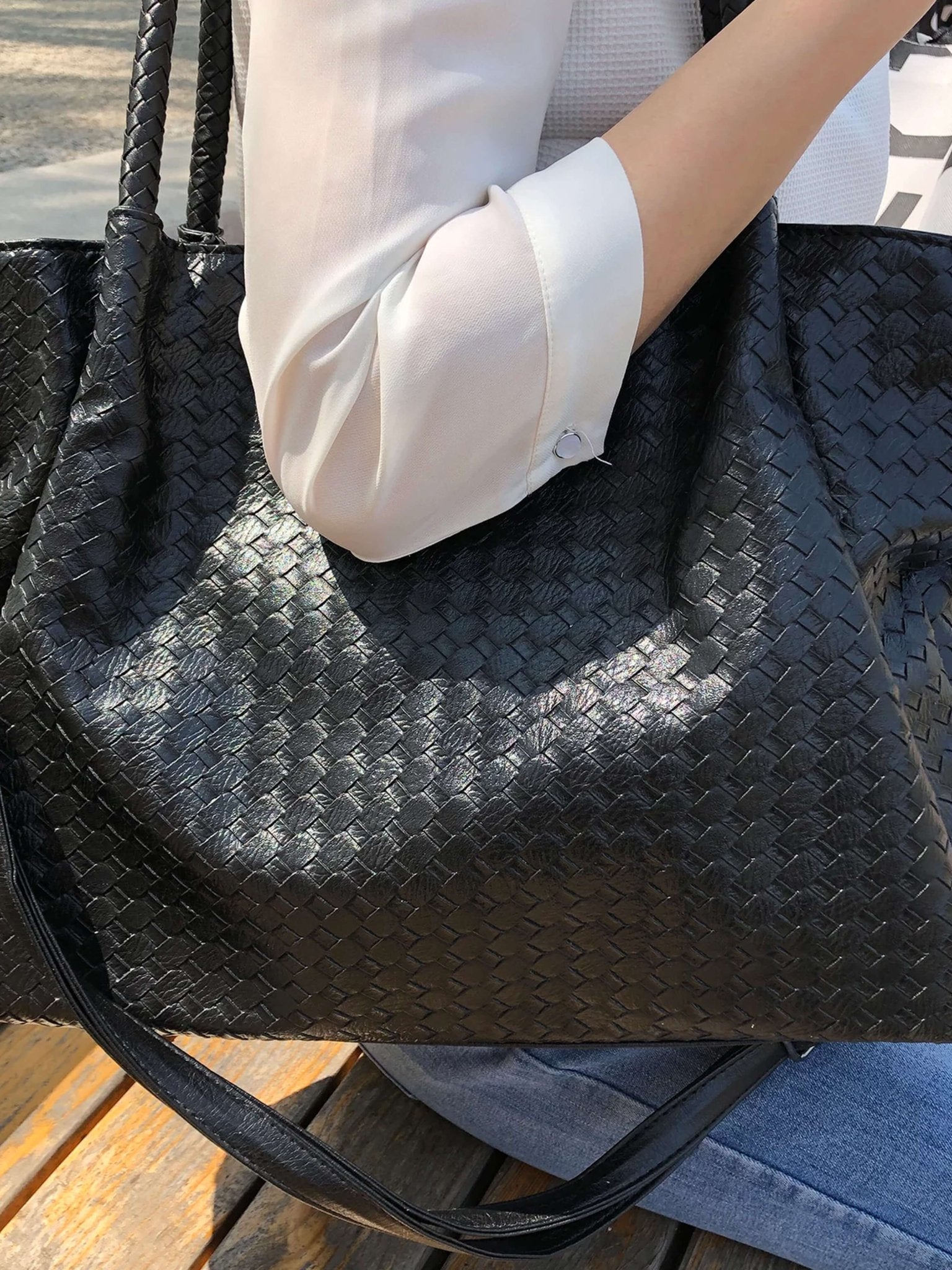 SOERA Natalie Woven Bag XL - Handbags - Soera-Natalie-Woven-Shopper-Bag-XL-Handbag/Black Black Regular