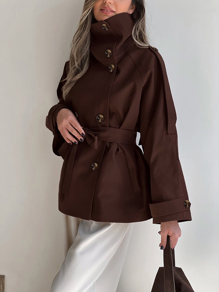 SOERA Aida Lace - up Cropped Trench Coat - Jackets - GT1770383550827383499 M